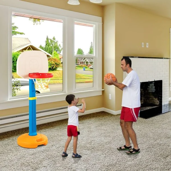 Panier de Basket-ball pour Enfants de 3-7 Ans Hauteur Ajustable 120-160cm pour Intérieur/Extérieur en HDPE Multicolore