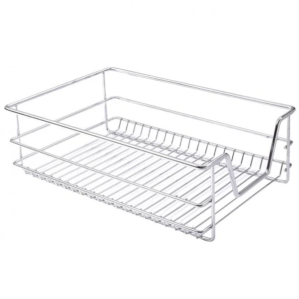 Panier de cuisine Coulissant Tiroir Télescopique pour Placard ou armoire en Métal Chromé 29,5 x 44 x 14 cm