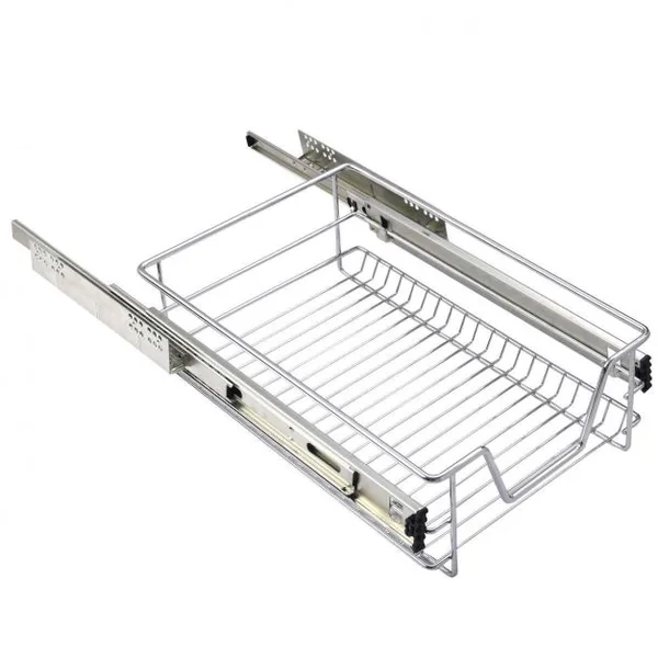 Panier de cuisine Coulissant Tiroir Télescopique pour Placard ou armoire en Métal Chromé 29,5 x 44 x 14 cm