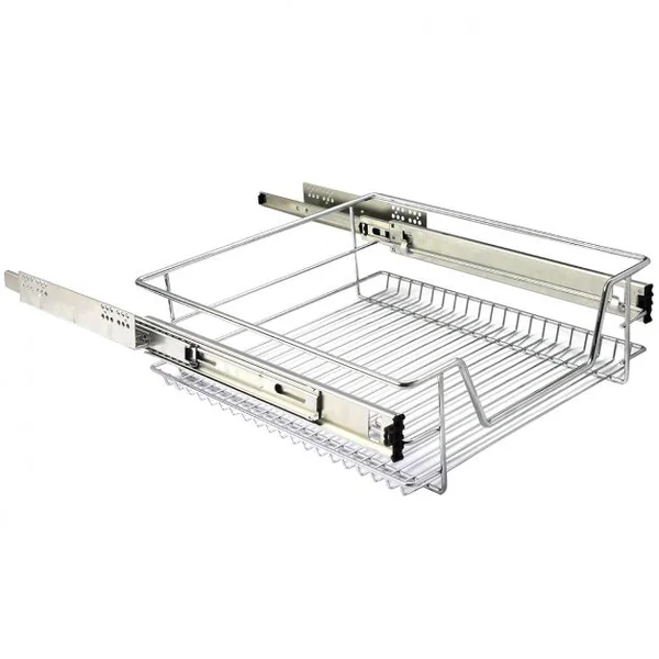 Panier de cuisine Coulissant Tiroir Télescopique pour Placard ou armoire en Métal Chromé 39,5 x 44 x 14 cm