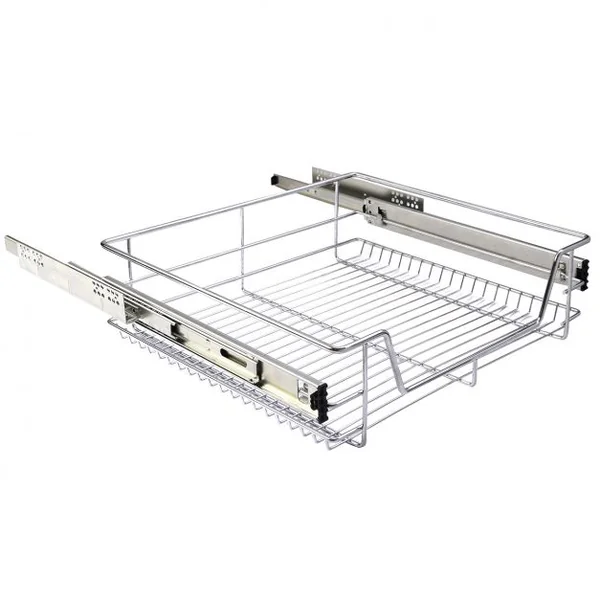 Panier de cuisine Coulissant Tiroir Télescopique pour Placard ou armoire en Métal Chromé 49 x 44 x 14 cm