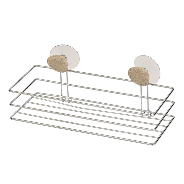 Panier de douche à ventouses métal galet gris 28x6.5x10.3cm