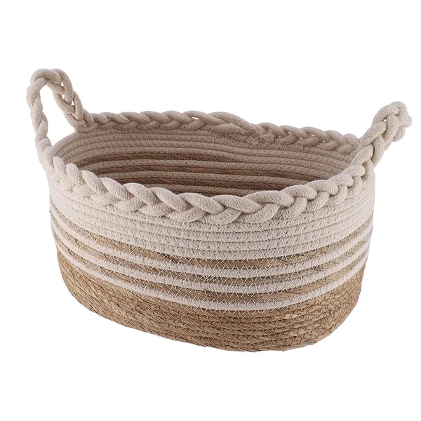 Panier ovale tressé beige 33x16x23cm