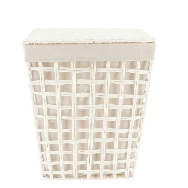 Panier à linge tressé avec couvercle naturel blanc 38x48x26cm