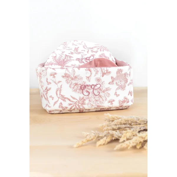 Panière imprimé toile de jouy rose Tartine et Chocolat - Soins Bébé Naturels & Produits Maman Après Naissance