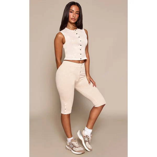 Pantalon Capri Côtelé Contour Avec Détails À Pressions Petite
