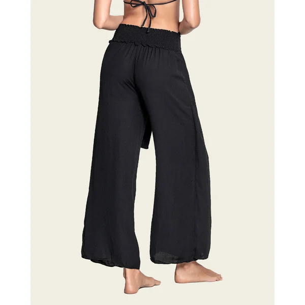 Pantalon de plage en lin ajustable avec cordons