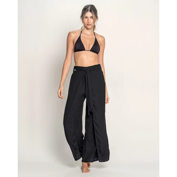 Pantalon de plage en lin ajustable avec cordons