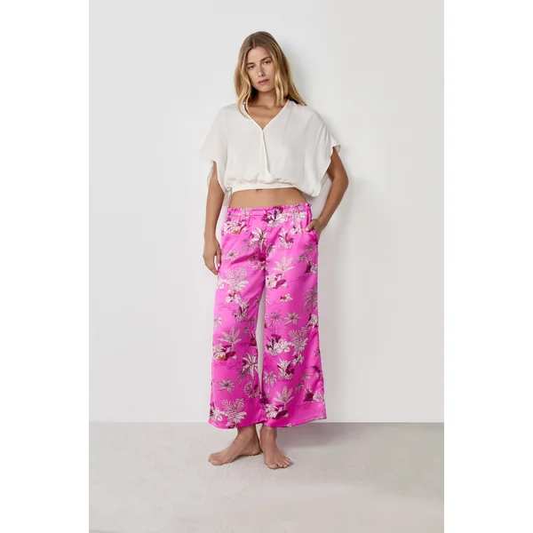 Pantalon de pyjama satiné à imprimés
