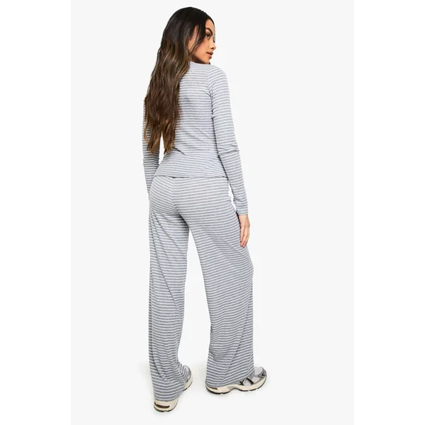 Pantalon droit à rayures à ceinture minimaliste