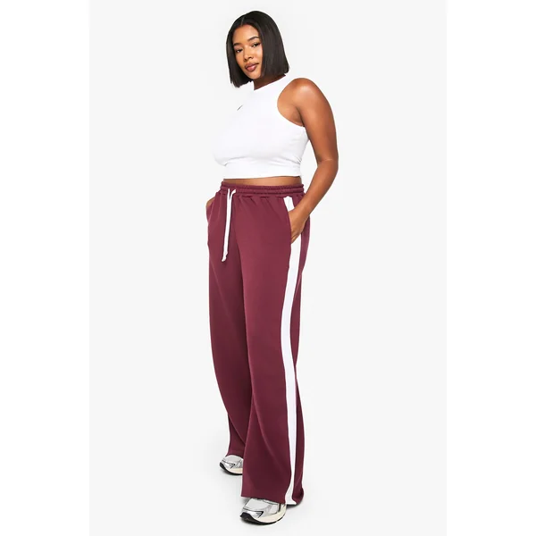 Pantalon Large Supersoft À Bandes Contrastées Grande Taille