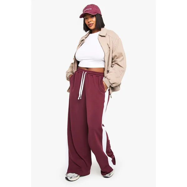 Pantalon Large Supersoft À Bandes Contrastées Grande Taille