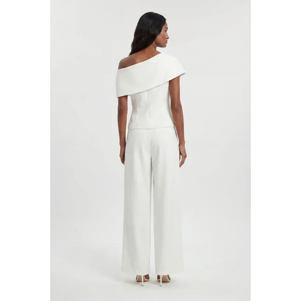 Pantalon Large Tailleur En Viscose Stretch Compact Petite