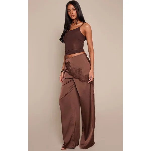 Pantalon Large À Jambes Évasées Avec Foulard En Satin Pour Femmes Grandes Tailles