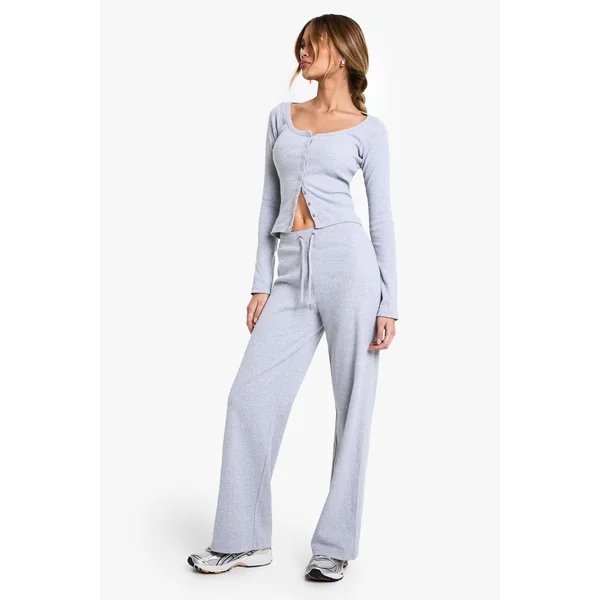 Pantalon à jambes larges côtelé