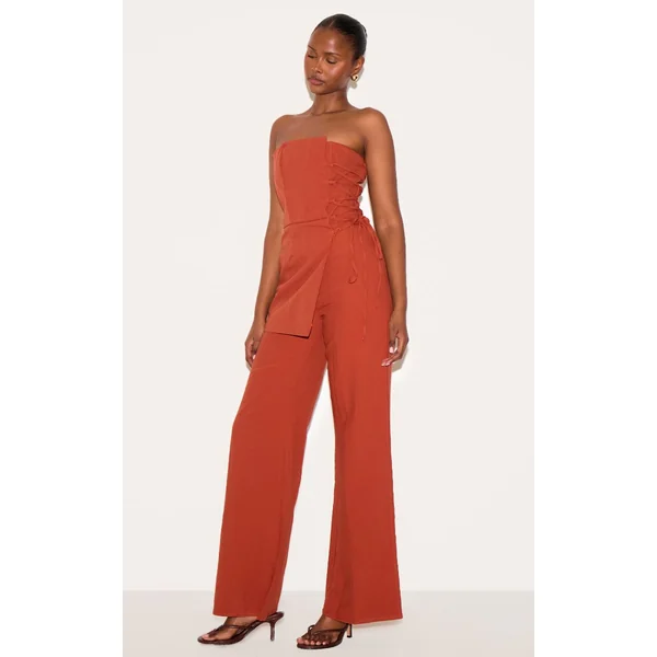 Paprika Combinaison-pantalon Ajustée À Laçage Et Panneau Superposé Plt Label