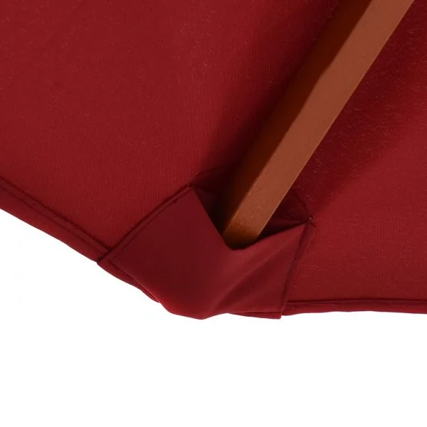 Parasol Hexagonal de 300 cm de Diamètre Parasol avec Mât en Bois Toile Polyester Imperméable Vin Rouge