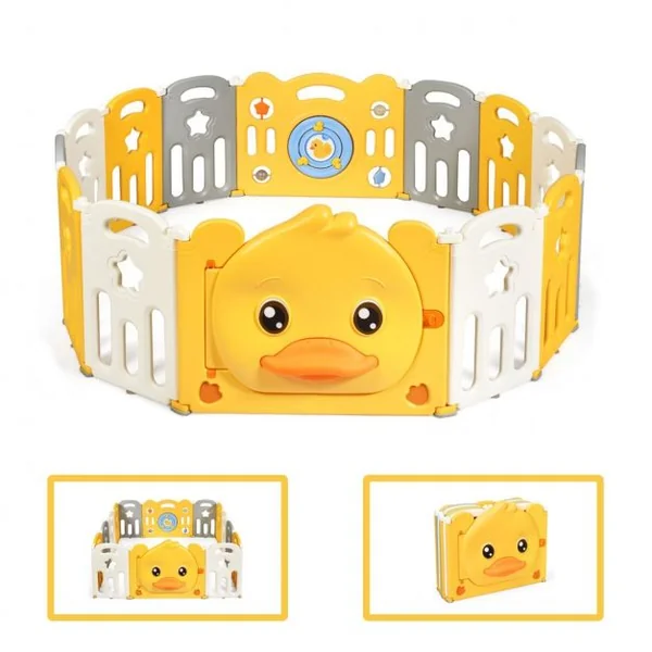 Parc Bébé en Plastique Pliable 14 Pièces 80 x 39,5 x 67,5CM Barrière d’Enfant en HDPE sans BPA