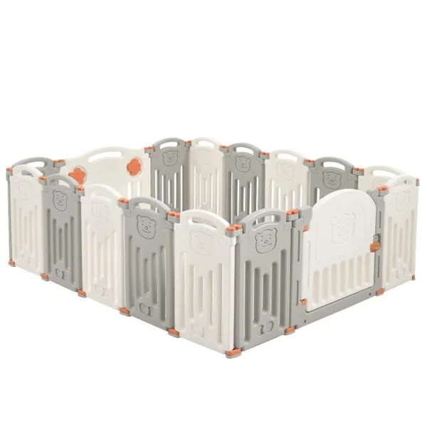 Parc Bébé en Plastique Pliable 16 Pièces 33x59x3,5CM avec Grande Porte Barrière d’Enfant