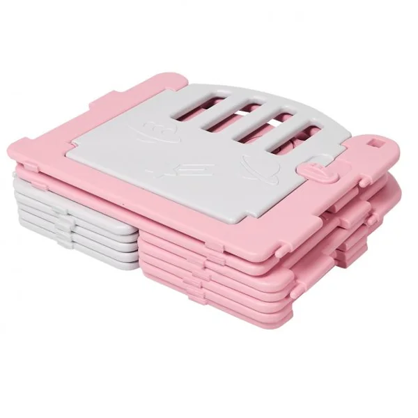 Parc Bébé Pliable 12 Panneaux avec Porte et Boîte à Musique Plateau Tournant pour Enfants de 6 à 36 Mois en HDPE Rose