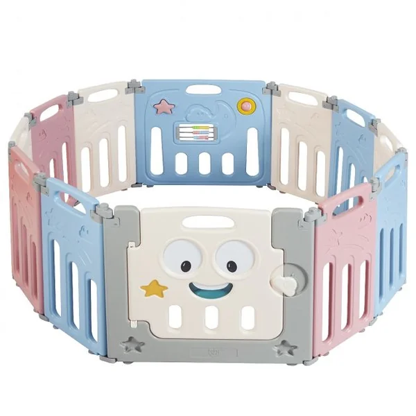 Parc Pliable pour Bébé de 3 Mois à 6 Ans Barrière Sécurité avec 11 Panneaux et 1 Porte en Hdpe Sans Bpa 117x150x64cm