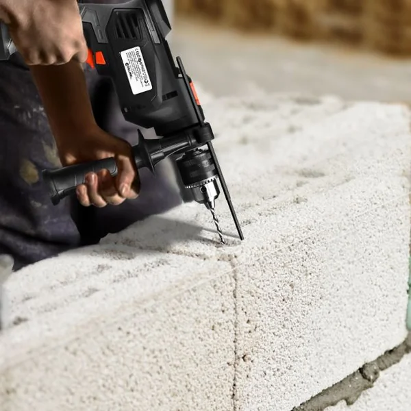 Perceuse à Percussion 2 en 1 Marteau Perforateur Mandrin 1,5-13mm Vitesse Variable Clé à Mandrin