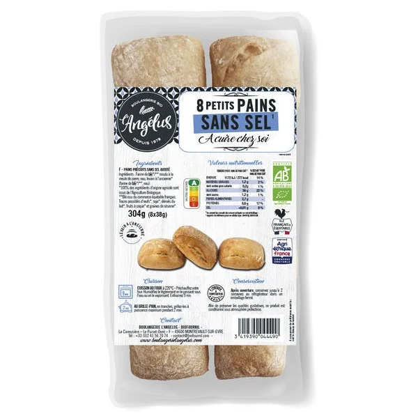 Petits pains sans sel à cuire (8) 304g