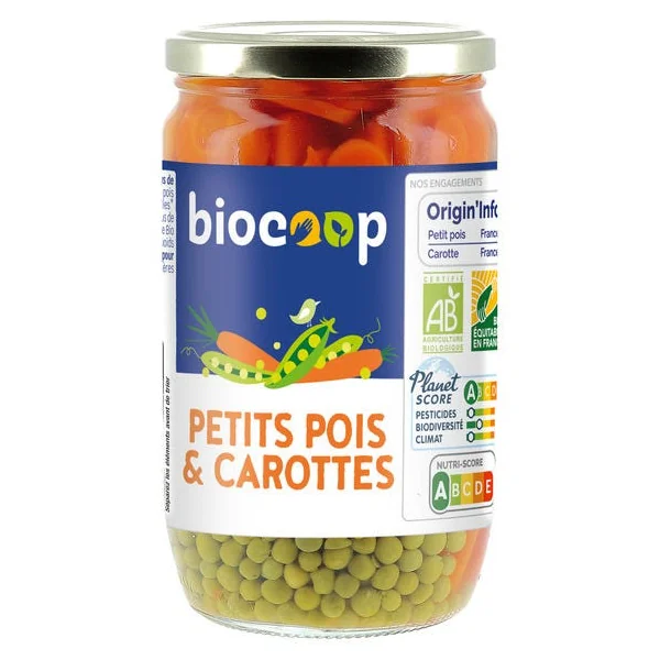 Petits pois carottes 420g net égoutté