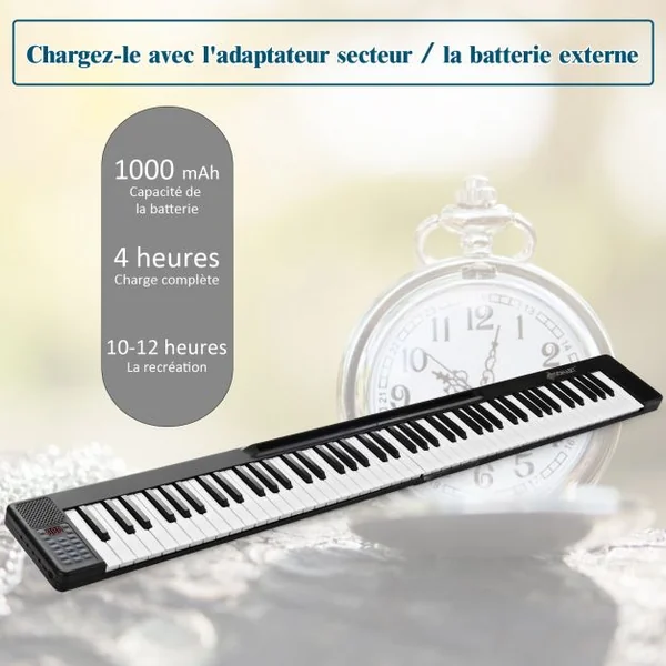 Piano Numérique Portable 88 Touches avec Fonction Bluetooth Filtres Clavier Électronique Dynamiques Réglables