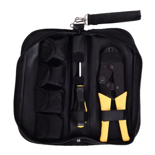 Pince à sertir avec 5 matrices Pince avec 5 inserts interchangeables de 0.5 à 35 mm², 1 tournevis Phillips, 1 sac à outils