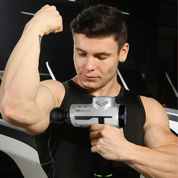 Pistolet de Massage Professionnel à 6 Vitesses Réglables Appareil de Massage 4 Têtes de Massage Sacoche Batterie 2400mAh