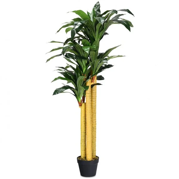 Plante artificielle de 140 cm avec pot en tissu de polyester Décoration de salon, Salle à manger, Escalier, Couloir