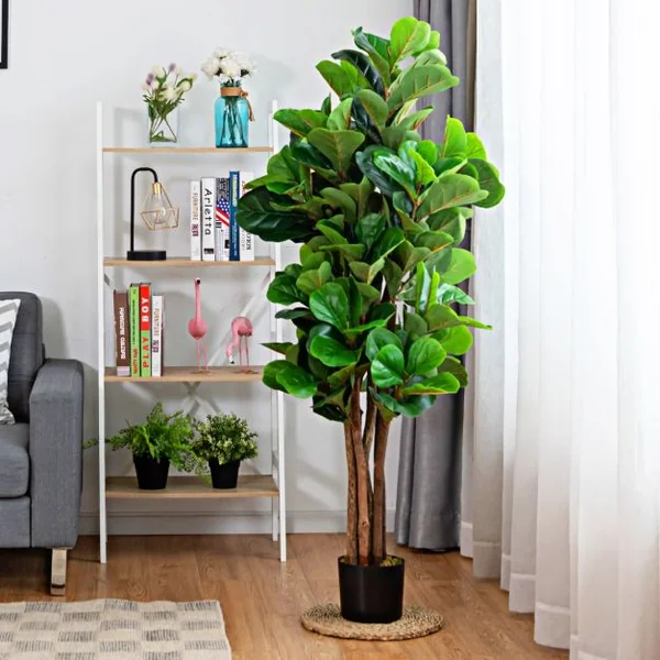 Plante Artificielle Pot Feuilles de Figuier Vert de 1,5m pour Décoration
