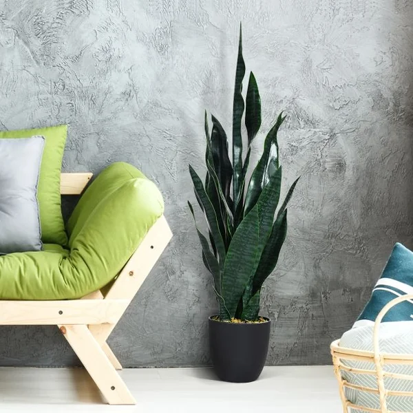 Plante Artificielle Sansevieria avec Pot 20 Hauteur 90 CM 20 Feuilles Décoration