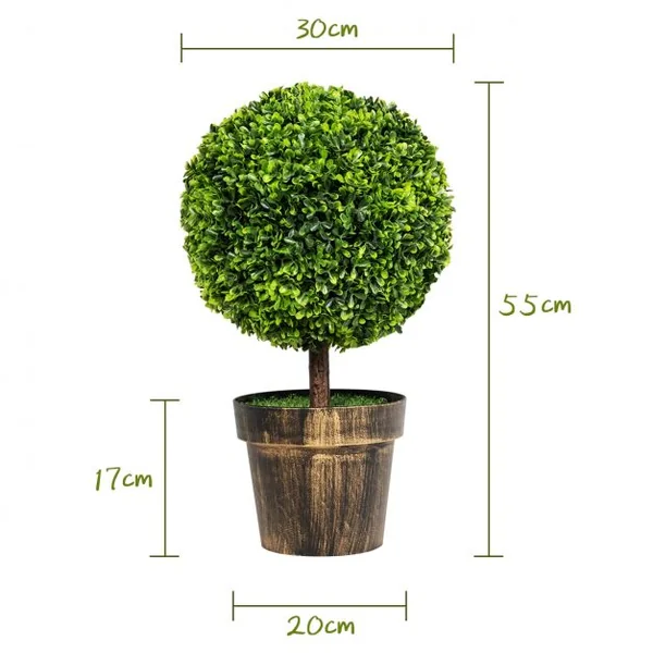 Plante Artificielle Topiaire 2 x Buis Artificiels Ronds Hauteur 55cm Décoration