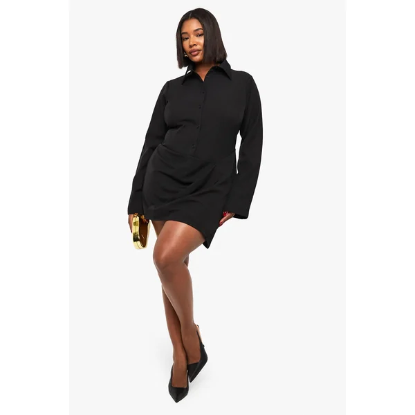 Plus Robe-chemise à drapé avant