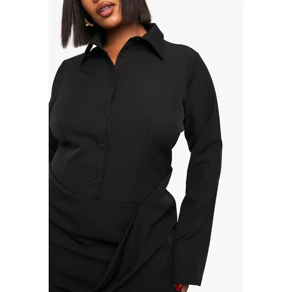 Plus Robe-chemise à drapé avant