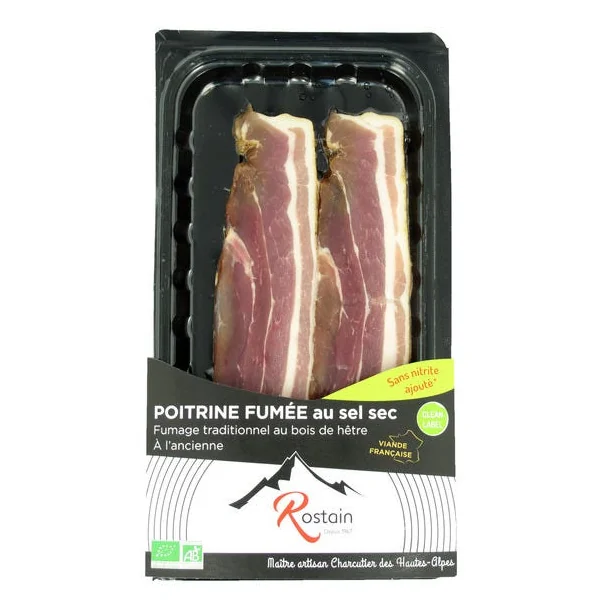 Poitrine porc crue fumée (2) 100g