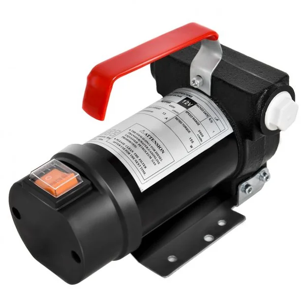 Pompe Diesel 155W-12V avec Accessoires Pompe avec 2 Pinces Crocodiles Débit 40L/Min, Vitesse 4500 tr/Min, Hauteur 10m