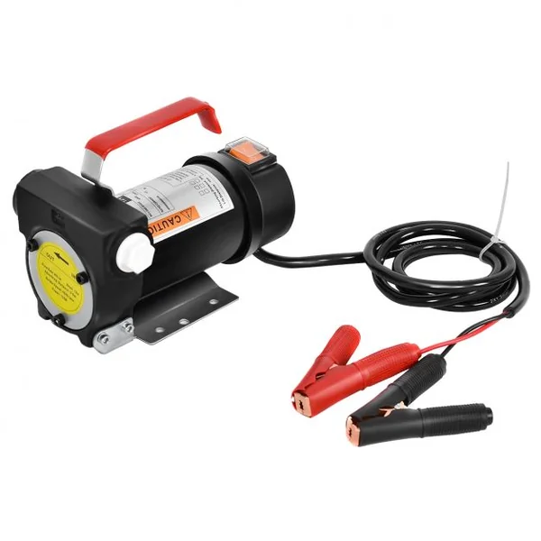 Pompe Diesel 155W-12V avec Accessoires Pompe avec 2 Pinces Crocodiles Débit 40L/Min, Vitesse 4500 tr/Min, Hauteur 10m