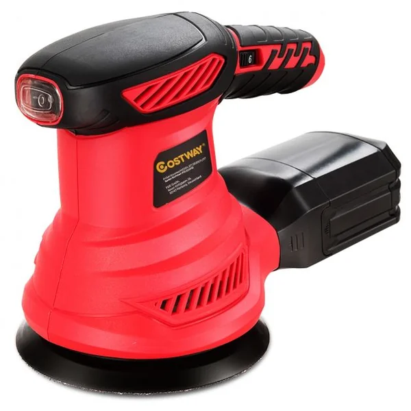 Ponceuse Excentrique 300W Diamètre 125MM 6 Vitesses Variables 6000-13000 tr/min avec 12 Papiers de Verre et Sac à Poussière