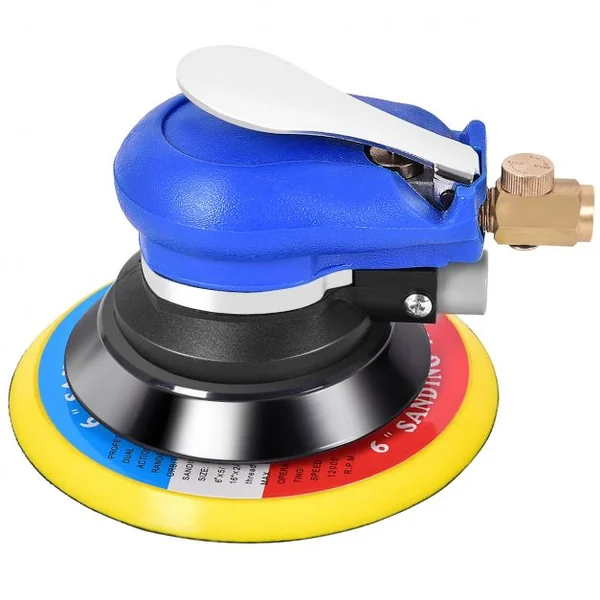 Ponceuse Orbitale Aléatoire Pneumatique 150mm 10000rpm Vitesse Réglable Pression D'air 6,3 Bars en Pvc Métal 17x15x12cm