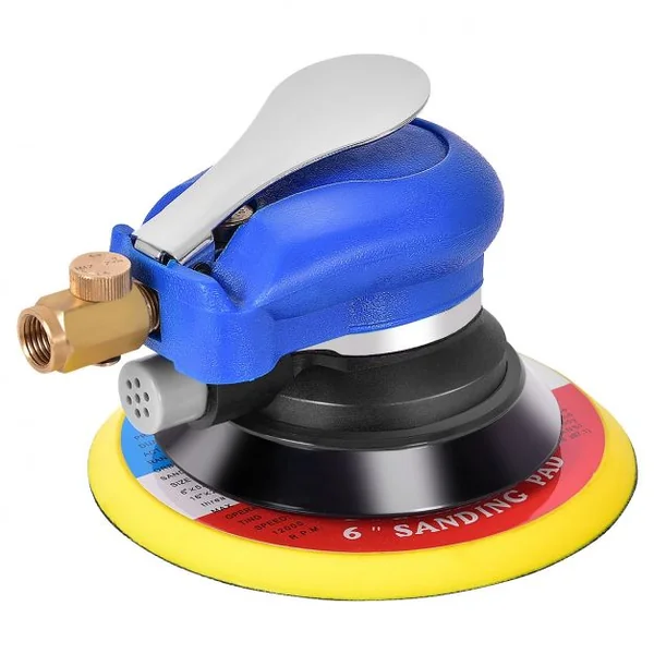 Ponceuse Orbitale Aléatoire Pneumatique 150mm 10000rpm Vitesse Réglable Pression D'air 6,3 Bars en Pvc Métal 17x15x12cm