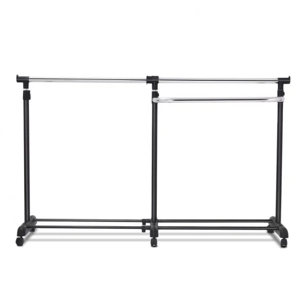 Portant à Vêtement Mobile et Télescopique Hauteur Largeur Réglables Capacité 20kg 91-160x43x93-168cm Noir et Argent
