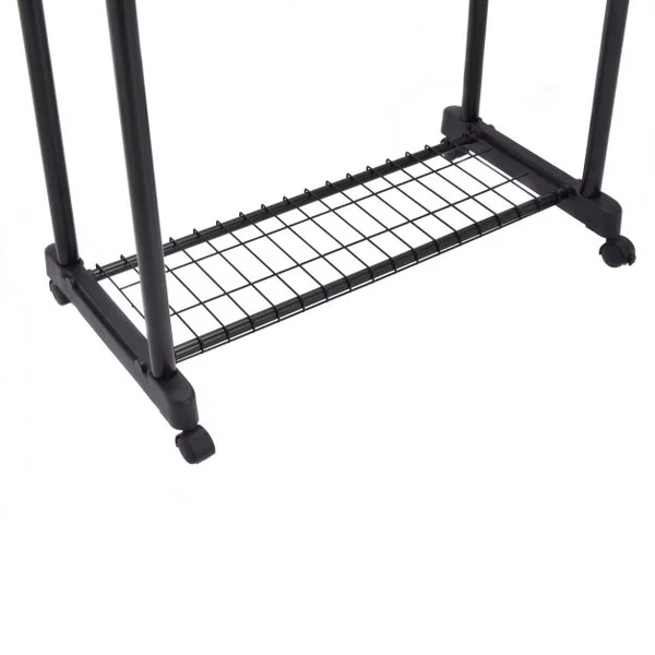 Portant à vêtement Porte-manteau sur roulettes avec étagère à chaussures hauteur réglable Double Barres