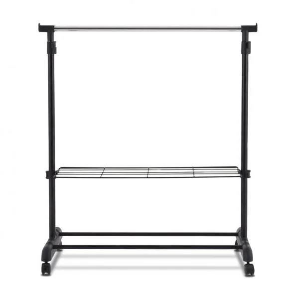 Portant à Vêtements Mobile et Télescopique avec Étagères de Rangement Capacité 10kg 84x42x92-168cm Noir et Argent