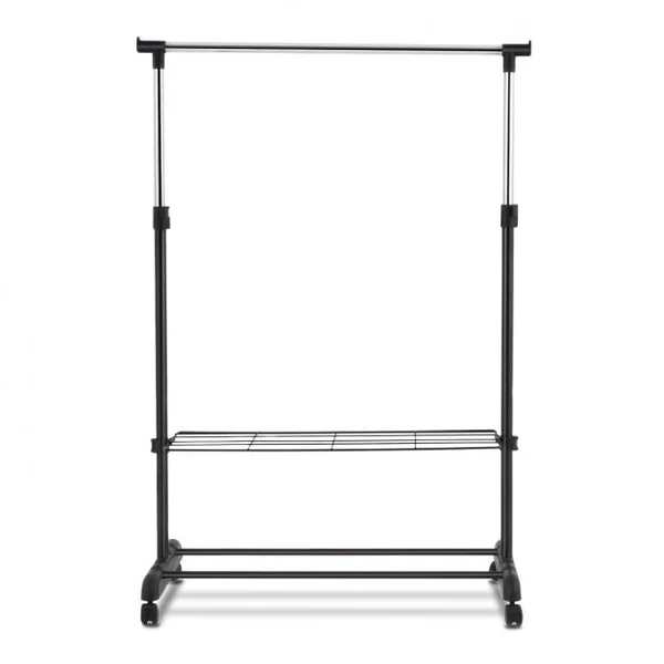 Portant à Vêtements Mobile et Télescopique avec Étagères de Rangement Capacité 10kg 84x42x92-168cm Noir et Argent
