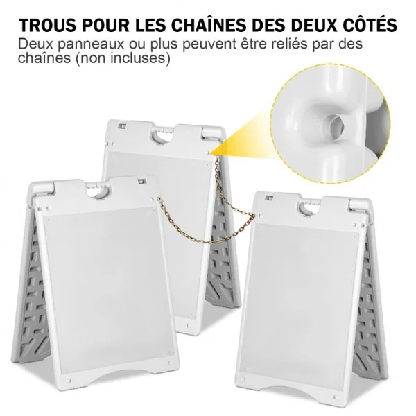 Porte-affiche A2 Panneau d’affichage Chevalet pour trottoir en HDPE 2 Films Plastiques Pliable 90,8x45,6x61cm Gris