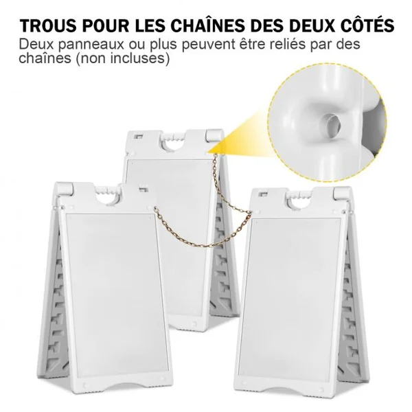 Porte-affiche A2 pliant Panneau d’affichage Chevalet de trottoir en HDPE, 2 films en plastique robuste, 85x45x40cm, gris