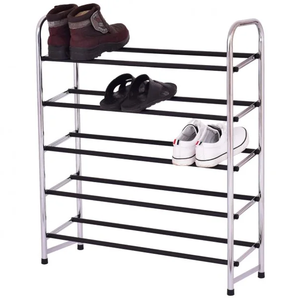 Porte-chaussure en Acier 5 niveaux Etagère à chaussures en métal Support porte-chaussure, 73x23x84 cm, Couloir, Placard